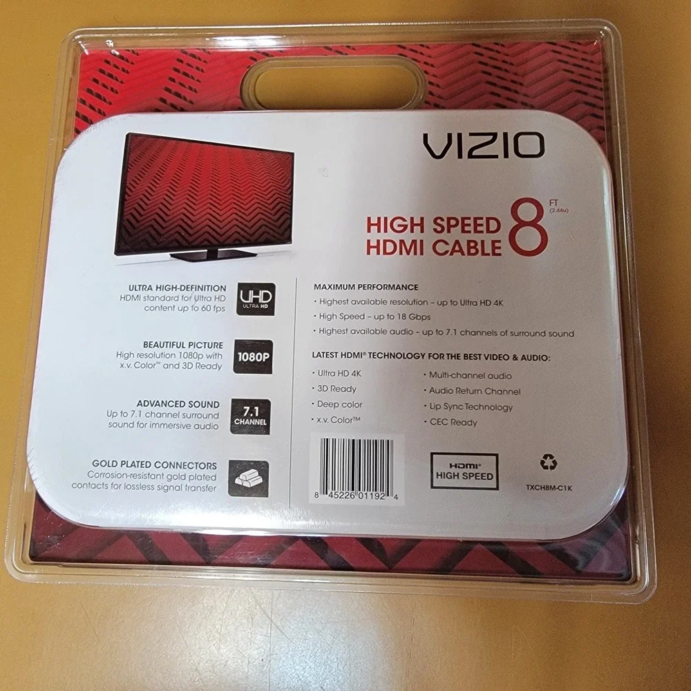 NEW VIZIO 3 PACK 8 FEET HDMI CABLES GOLD PLATED CONNECTION ULTRA HIGH DEF SPEED